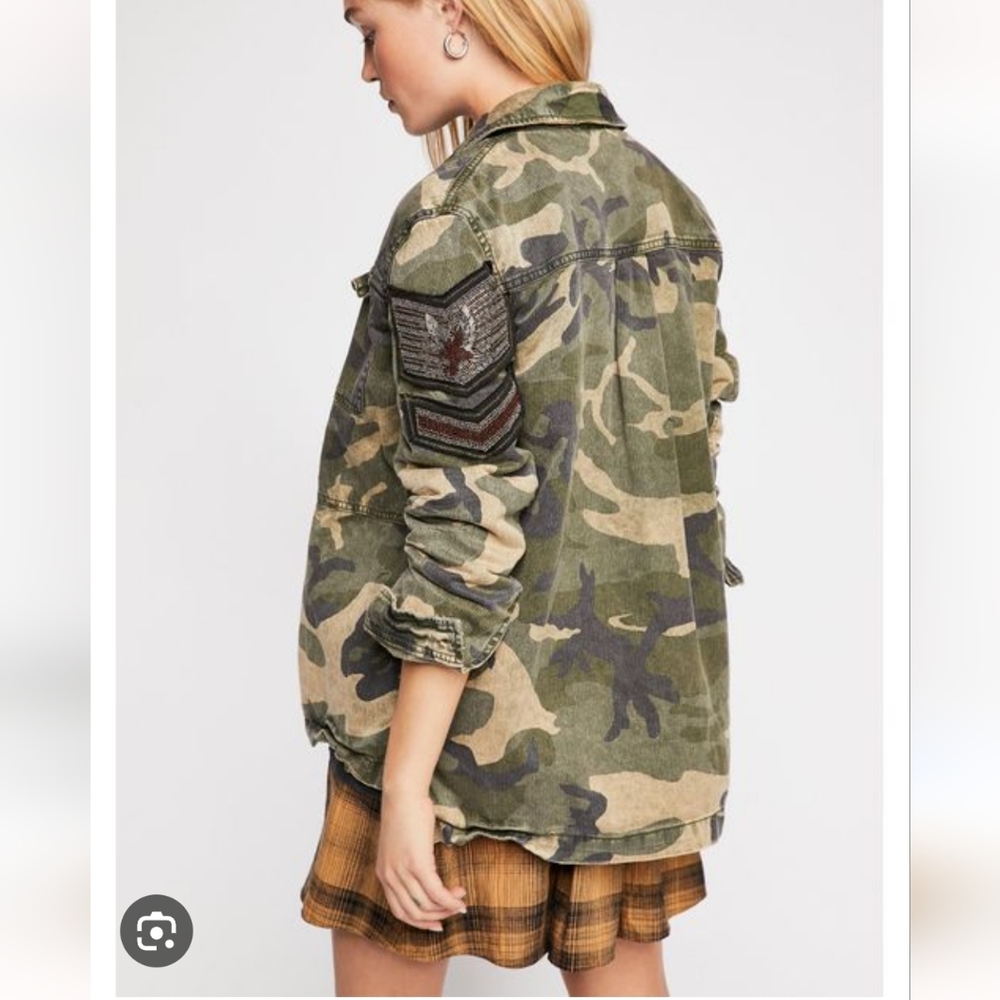 Freepeople embellished camo jacket